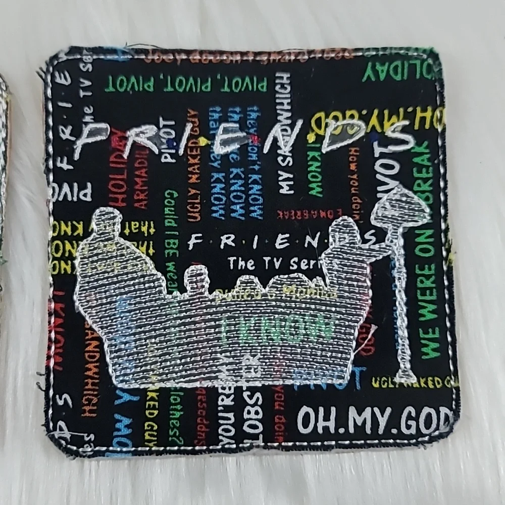 Set Of 4 Embroidered Cork Friends TV Show Coasters - Picture 3 of 6